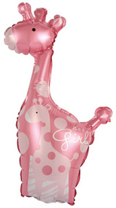 Шар на палочке Жираф розовый