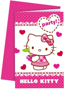 Приглашения в конвертах Hello Kitty 6шт