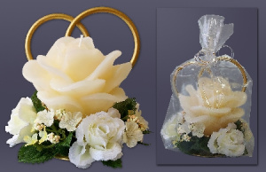 908923 свеча Роза свадебная (кремовая) хамелеон  4606021019944