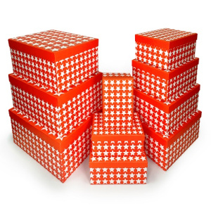 Набор коробок 10в1 Звезды красный