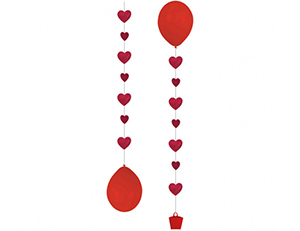 Грузик Гирлянда Сердца красн блеск 3шт