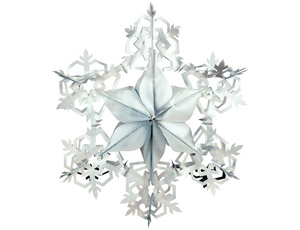 Снежинка фольг серебряная 60х60х14см/А