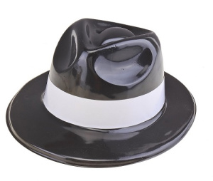 Шляпа пластик черная белый кант