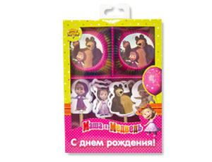 Декор-компл д/кекса Маша и Медведь 48шт