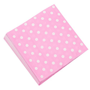 Салфетка Розовая в горох 20шт