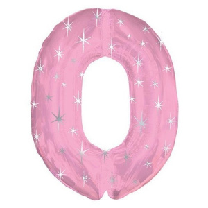 Шар цифра 0 розовый в звездочку