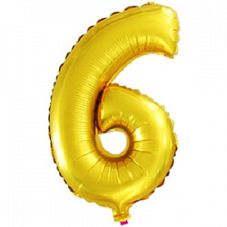 Шар цифра 6 золото 41см