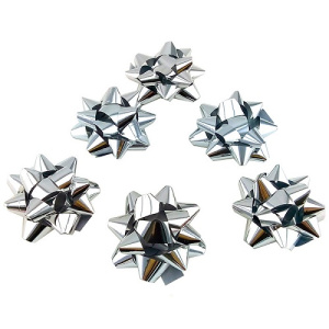 Бант-звезда Д=76мм металлик серебро (набор 6шт)