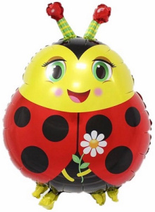 Шар на палочке Божья коровка с цветком
