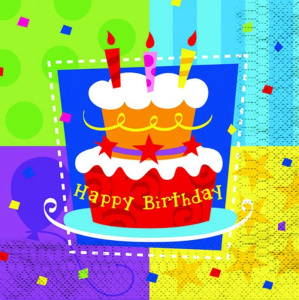 Салфетка Торт Birthday 33см 12шт/G