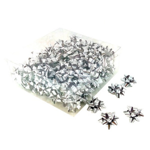 Бант-звезда Д=44мм металлик серебро 100шт