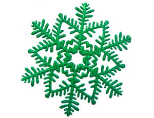 Снежинка пластик блеск зеленая 16см