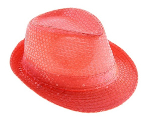 Шляпа Дискотека с паетками персиковая