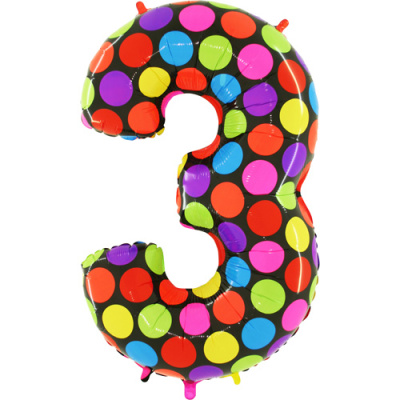 Шар цифра 3 Яркий горох