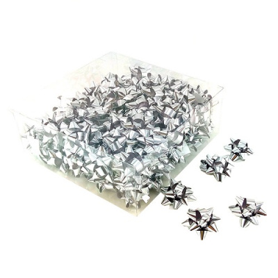 Бант-звезда Д=44мм металлик серебро 100шт