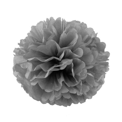 Помпон бумажный 30 см. серый