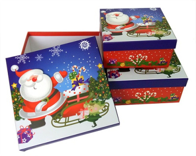 Набор Коробок 3в1 Дед Мороз на санях