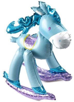 Шар на палочке Лошадка качалка Голубой