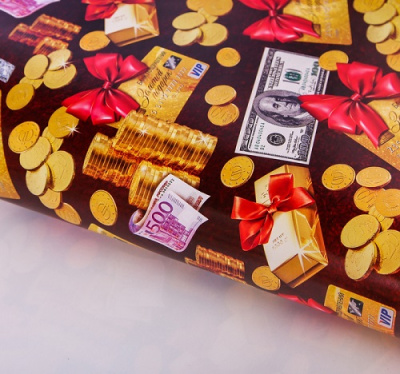 Бумага упак глянцевая Золотые монеты 70*100см