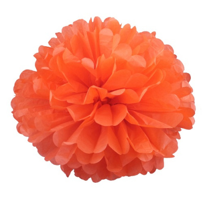 Помпон бумажный 40 см. оранжевый